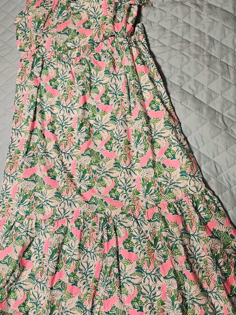 2 Piece Floral Pink & Green Maxi Skirt -+ Top